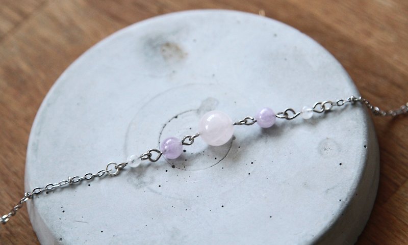 Popular combination - rose quartz + + Moonstone amethyst bracelet natural crystal bracelet pink love - Bracelets - Gemstone Pink