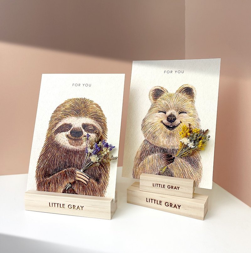 [3 options available] Pine postcard, card stand - Card Stands - Wood Khaki