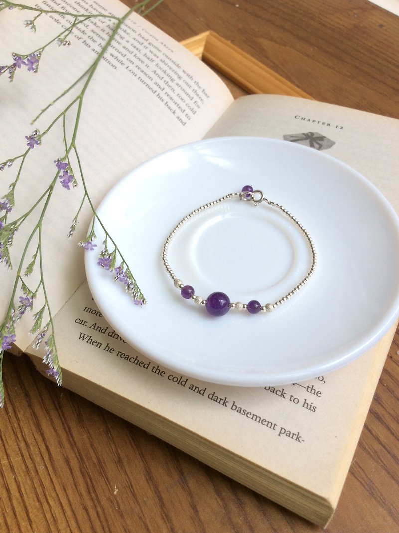 Ops Amethyst silver bracelet-紫水晶/925純銀/紫色/天然石/手鍊 - 手鍊/手鐲 - 寶石 紫色