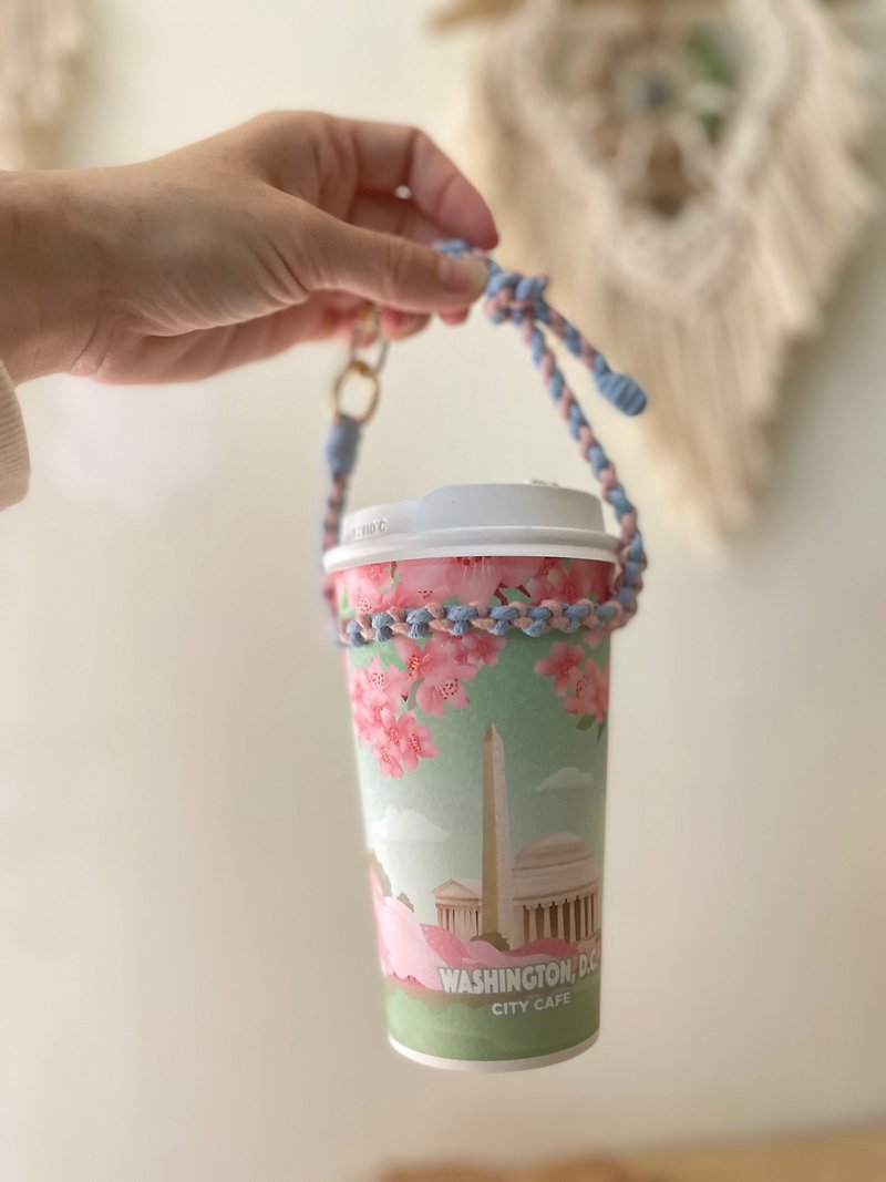 2way braided lanyard/cup cover/practical/environmentally friendly/carry with you - ถุงใส่กระติกนำ้ - ผ้าฝ้าย/ผ้าลินิน 