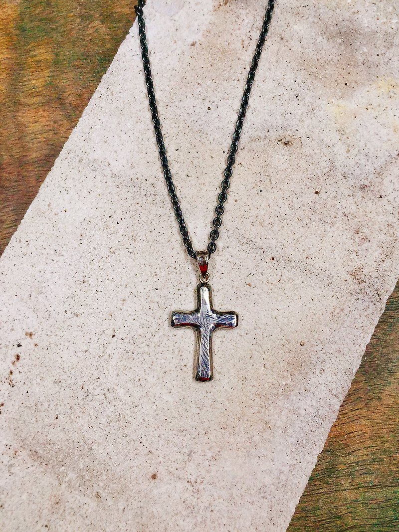 [Men's] Cross Necklace (925 Silver) - Couples' Rings - Sterling Silver Silver