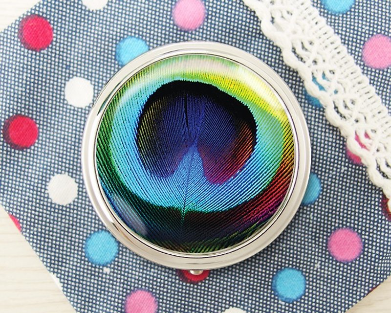 Peacock Feather-Jewelry Storage Box/Storage Supplies/Mirror Box【Special U Design】 - กล่องเก็บของ - โลหะ สีน้ำเงิน