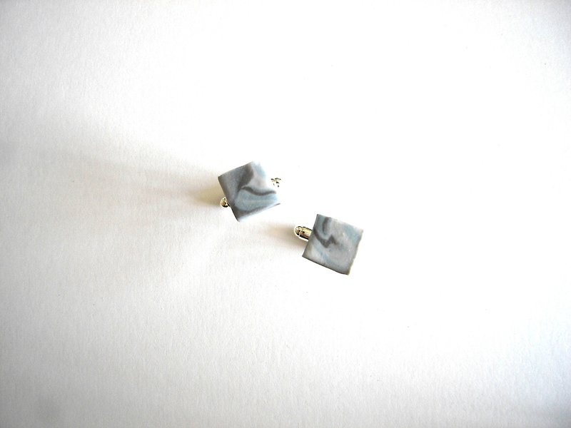 Square Ceramic Cuff Link - Blue and white, marble - Cuff Links - Porcelain Blue
