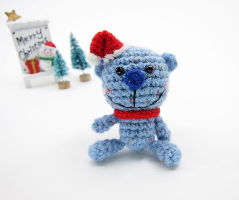 微笑小熊-鑰匙圈-吊飾-聖誕節 - 鑰匙圈/鑰匙包 - 其他人造纖維 藍色