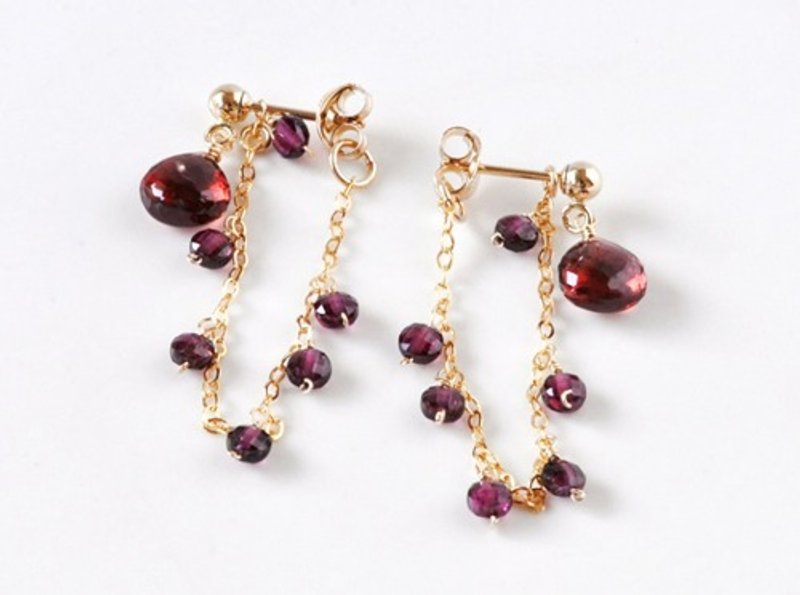 Rhodolite Garnet Stud Earrings - ต่างหู - เครื่องเพชรพลอย 