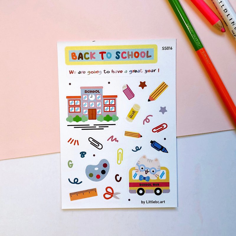 Back to School Sticker Sheet SS016 - สติกเกอร์ - กระดาษ ขาว