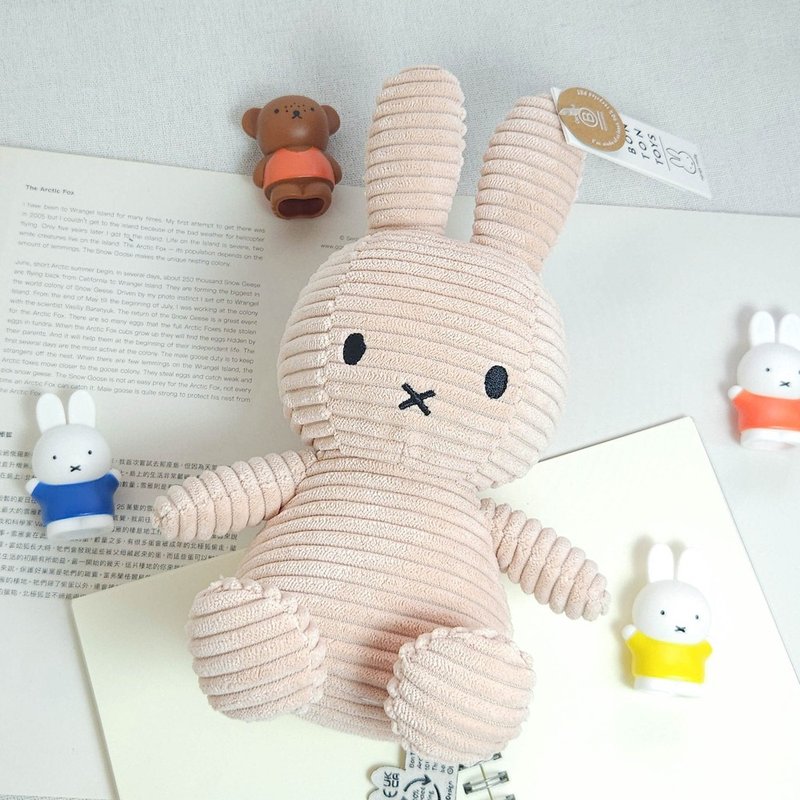 BON TON TOYS Miffy米菲兔ECO燈芯絨填充玩偶-濛濛玫瑰 23cm - 公仔/玩偶 - 聚酯纖維 粉紅色