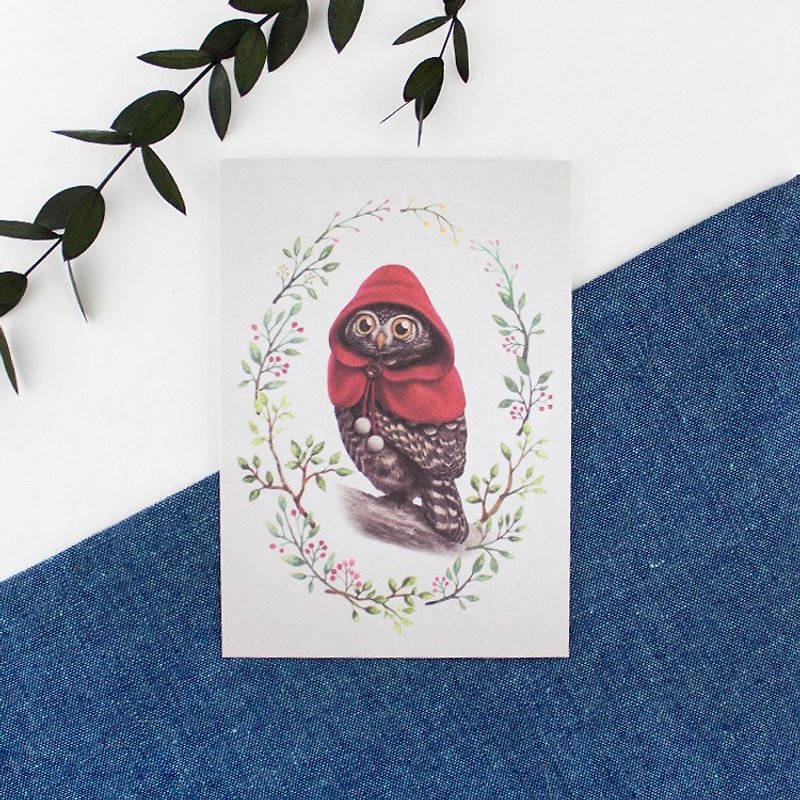 Postcard - OWL - การ์ด/โปสการ์ด - กระดาษ สีแดง