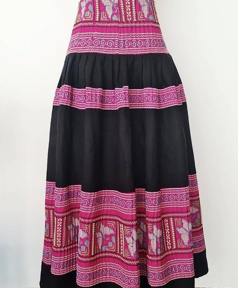 Hmong embroidered long skirt high waisted skirt - Skirts - Thread 