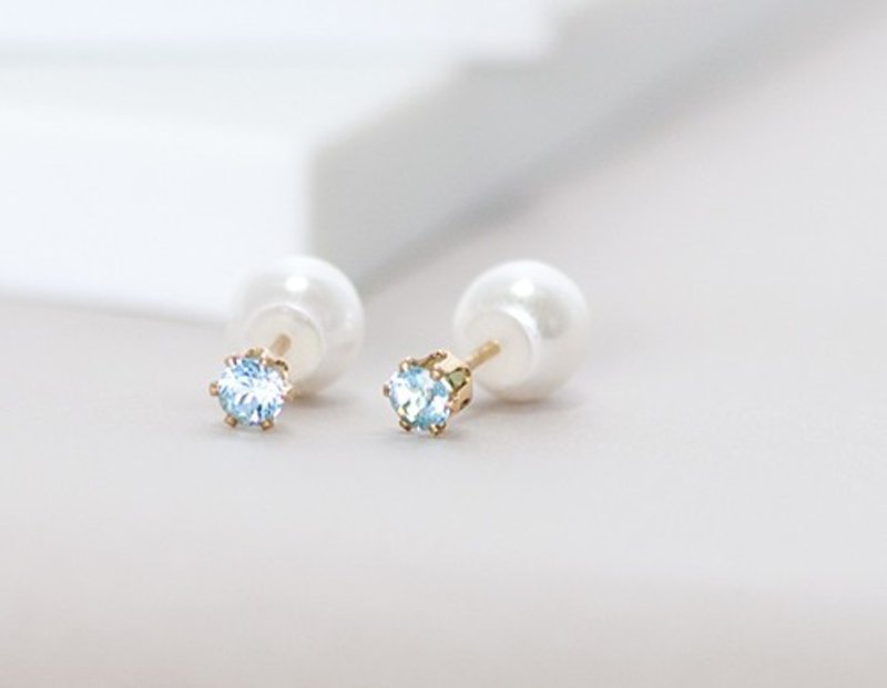 スイスブルートパーズ6本爪スタッドピアス(パールキャッチ付き） - ピアス・イヤリング - 宝石 