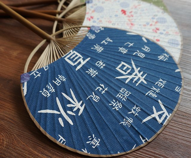 和風夏日祭古風手作手工復古布藝團扇日式棉麻雙面竹扇伴手禮 設計館和風手造物語 Pinkoi