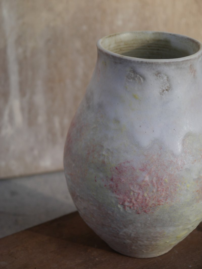 [Small Companion] Pink, Orange, and Fat Fat Vase-Tea Cup, Living Tableware, High Table Ceramic Basin - Pottery & Ceramics - Pottery Multicolor