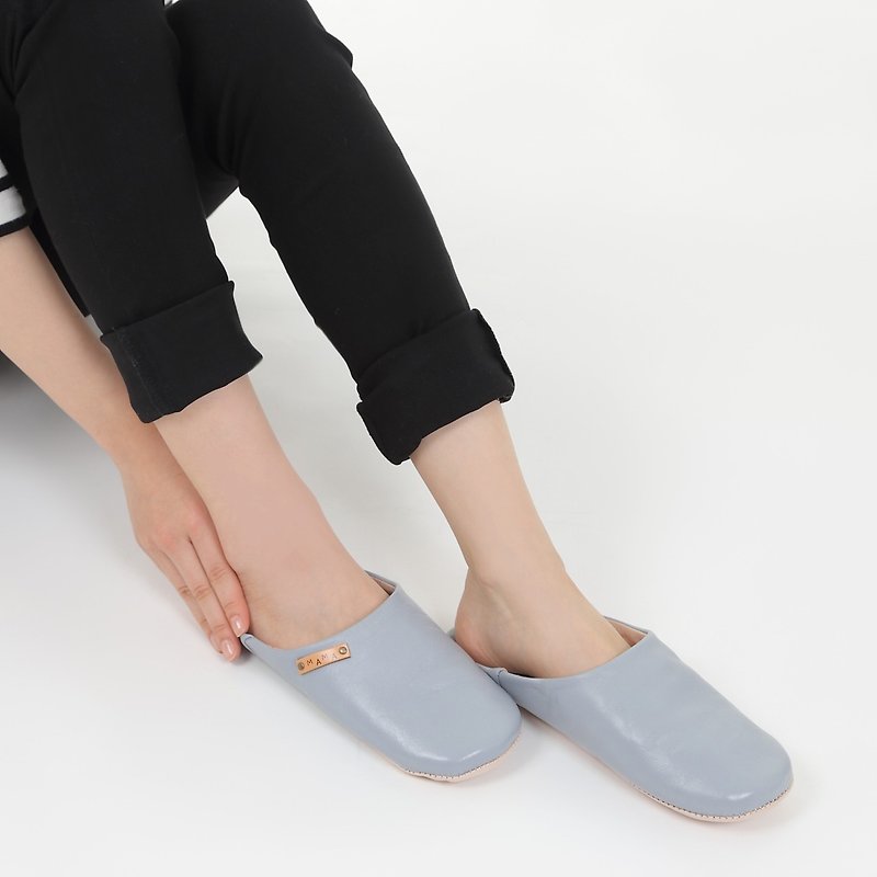 Babouche Slipper / 拖鞋 / beautiful simple babouche (slippers) MAMA gray - Other - Genuine Leather Gray