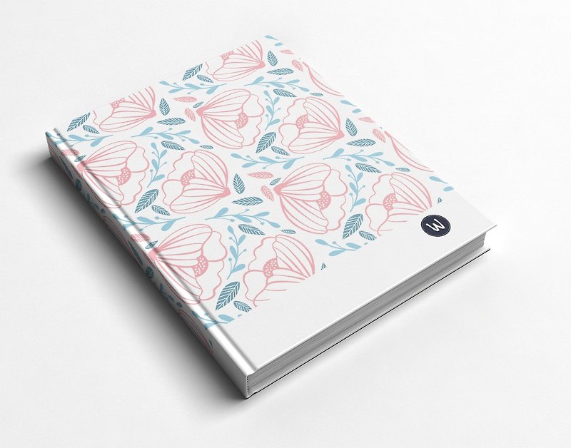 Pink blue flower handmade book/notebook/handbook/diary-Rococo strawberry WELKIN exchange gift - สมุดบันทึก/สมุดปฏิทิน - กระดาษ 