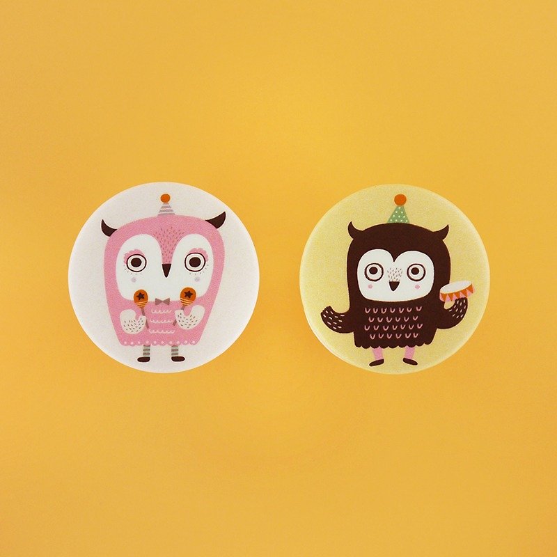 Mother And Baby Owl - 1.75" (44mm) Button Badges or Magnets - Happy Pinning - เข็มกลัด - พลาสติก หลากหลายสี