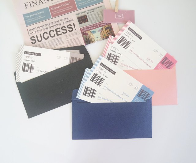 Spot / Air Ticket Shape Card Envelope Greeting Card Set-Handmade ...