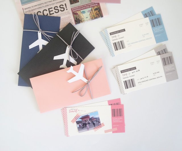 Spot / Air Ticket Shape Card Envelope Greeting Card Set-Handmade ...