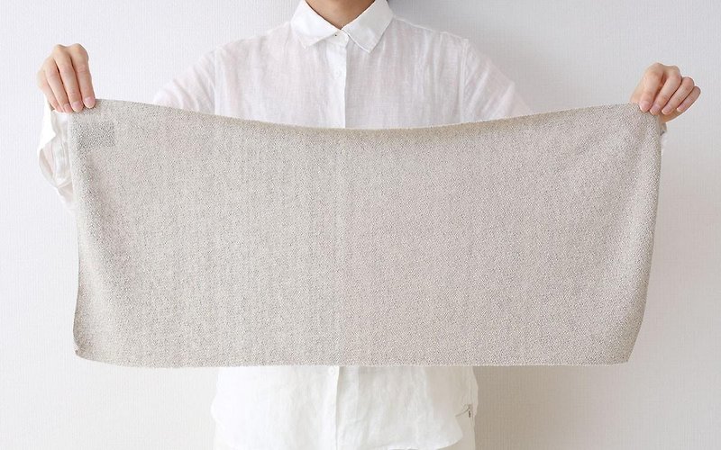 Linen knit face towel (satin) - น้ำหอม - ผ้าฝ้าย/ผ้าลินิน สีกากี