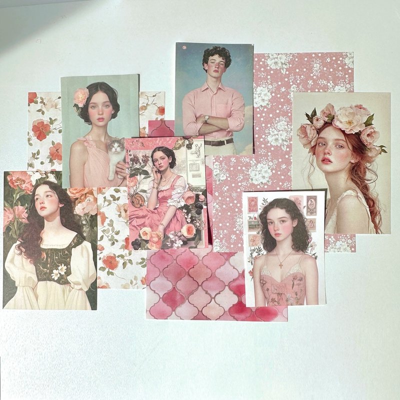 Collage pack ver.2 Pink Sticker + Paper MIX (anns note) vintage - 貼紙 - 紙 粉紅色