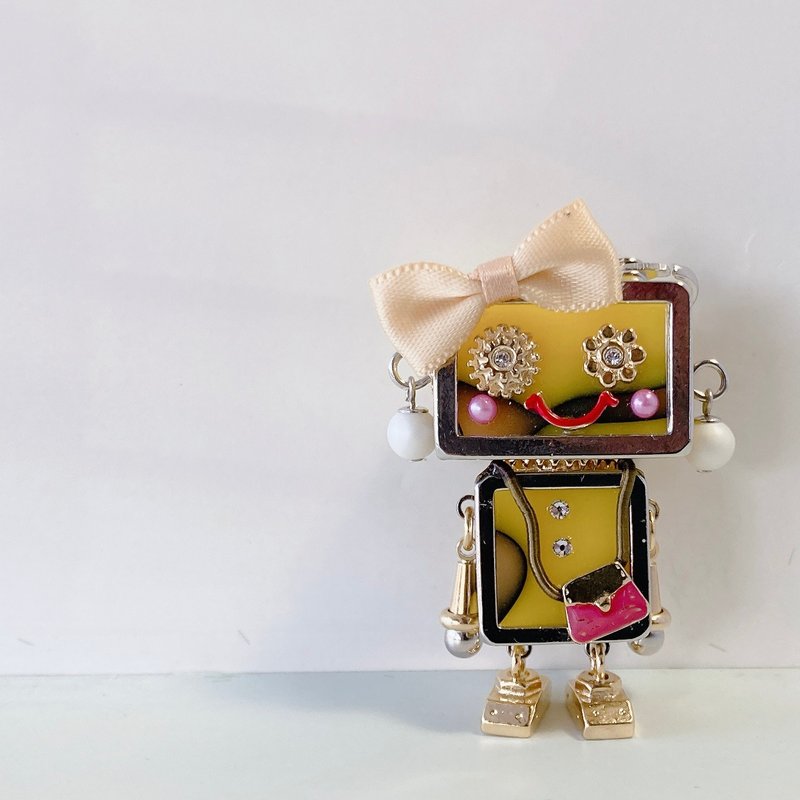 Robot Charm Accessories - สร้อยคอ - พลาสติก สีเหลือง
