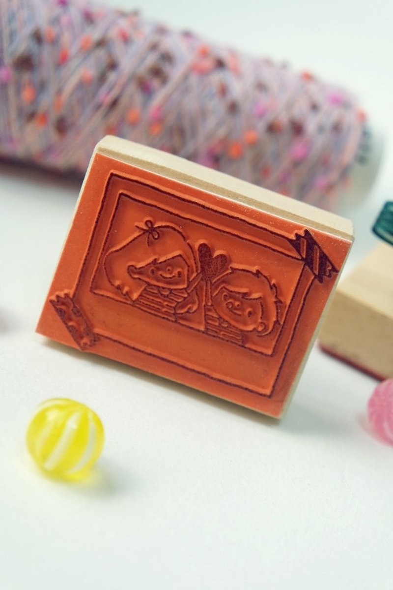 Stamp/ Handle stamp/ memories of love - Stamps & Stamp Pads - Plastic Orange