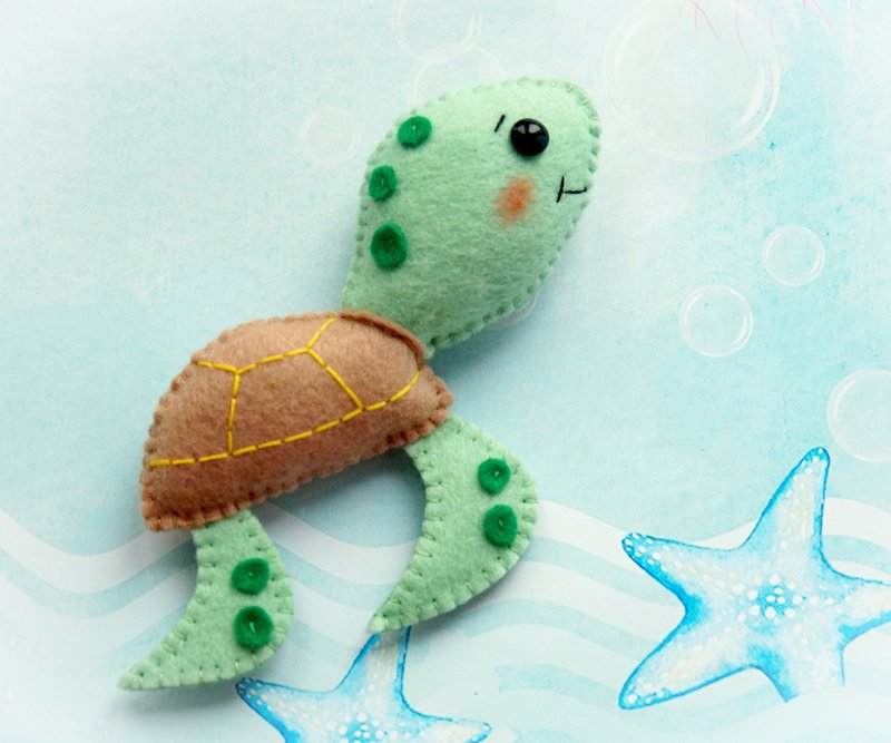 Sea turtle felt pattern, PDF felt pattern, Felt sewing pattern, Felt sea animals - 手工藝教學/工具書 - 其他材質 