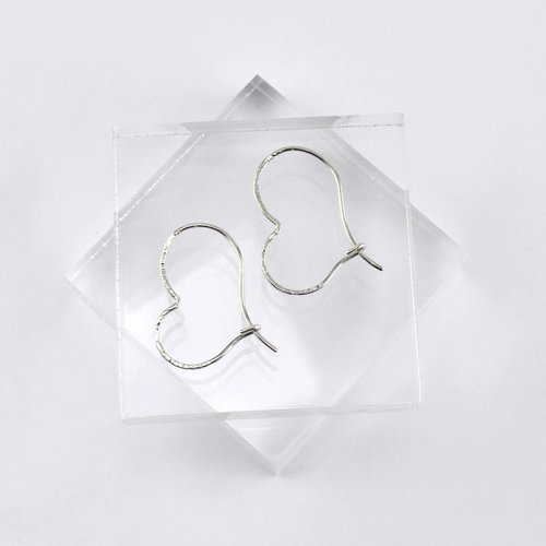 GreenRock Jewelry 鍛敲愛心圈式耳環 925純銀
