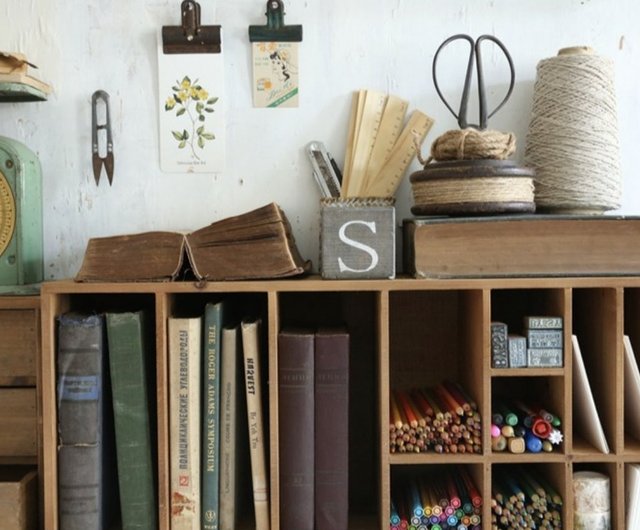 ペン収納ボックスレトロラティス本棚多方向配置ラック分類デスクトップ