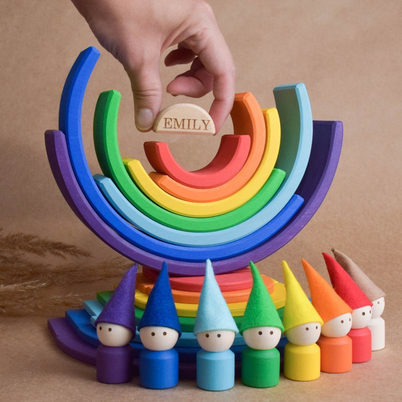 Wood Building Kits Rainbow Stacking Set Open Ended Toy  Personalized Gifts - 寶寶/兒童玩具/玩偶 - 木頭 紫色