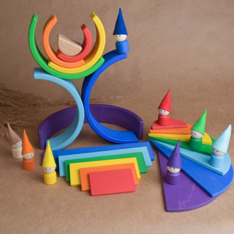 Wood Building Kits Rainbow Stacking Set Open Ended Toy  Personalized Gifts - 寶寶/兒童玩具/玩偶 - 木頭 紫色