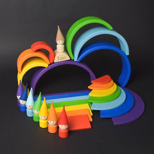 Wooden Educational Toy Wood Building Kits Rainbow Stacking Set Open Ended Toy Personalized Gifts