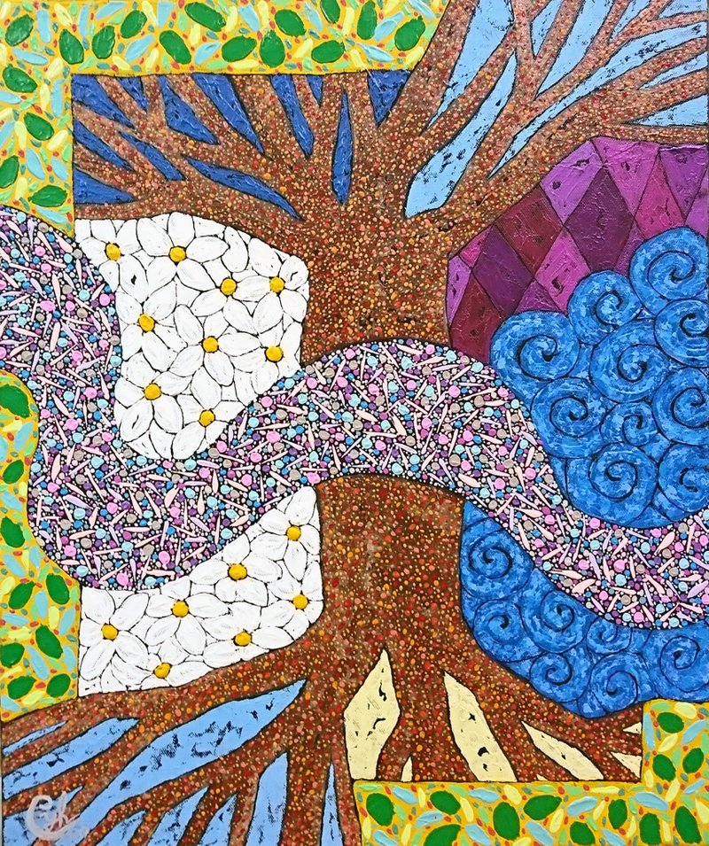 Original Nature Painting－Share Your Love With Life Tree - โปสเตอร์ - ผ้าฝ้าย/ผ้าลินิน หลากหลายสี