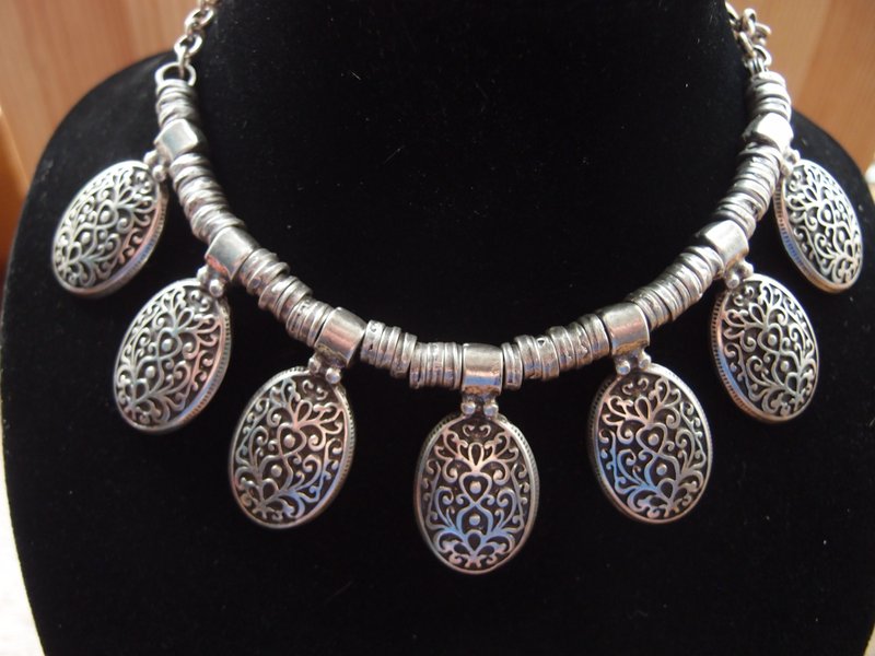 Silver-plated necklace In oriental Byzantine style - Necklaces - Sterling Silver Silver