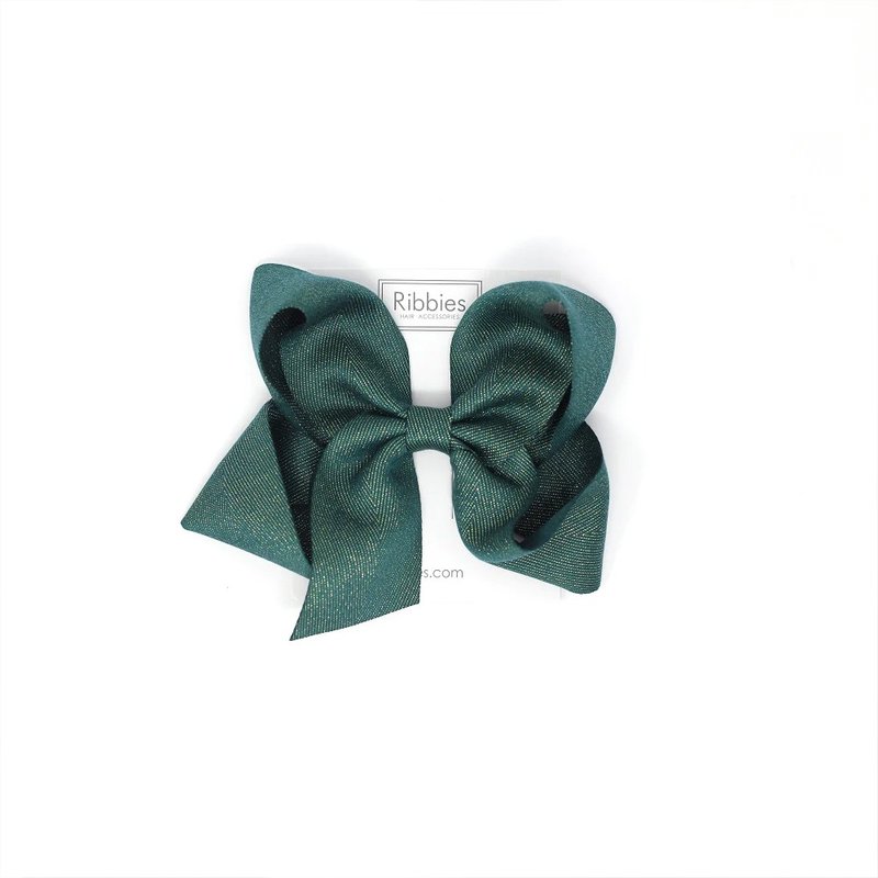 British Ribbies Extra Large Double Layer Bow Single Entry - Malachite Green - Hair Accessories - Polyester 