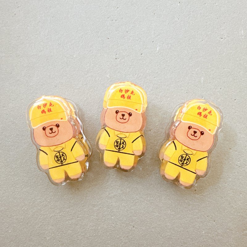 白沙屯媽祖進香服造型小熊 壓克力磁鐵夾 可吸可夾超萬用 - 磁鐵 - 壓克力 黃色