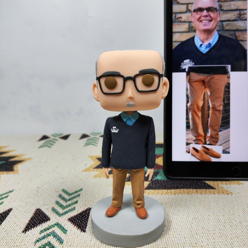 Purely handmade custom American Funko Pop self-portrait doll boyfriend husband birthday gift - Stuffed Dolls & Figurines - Clay Multicolor