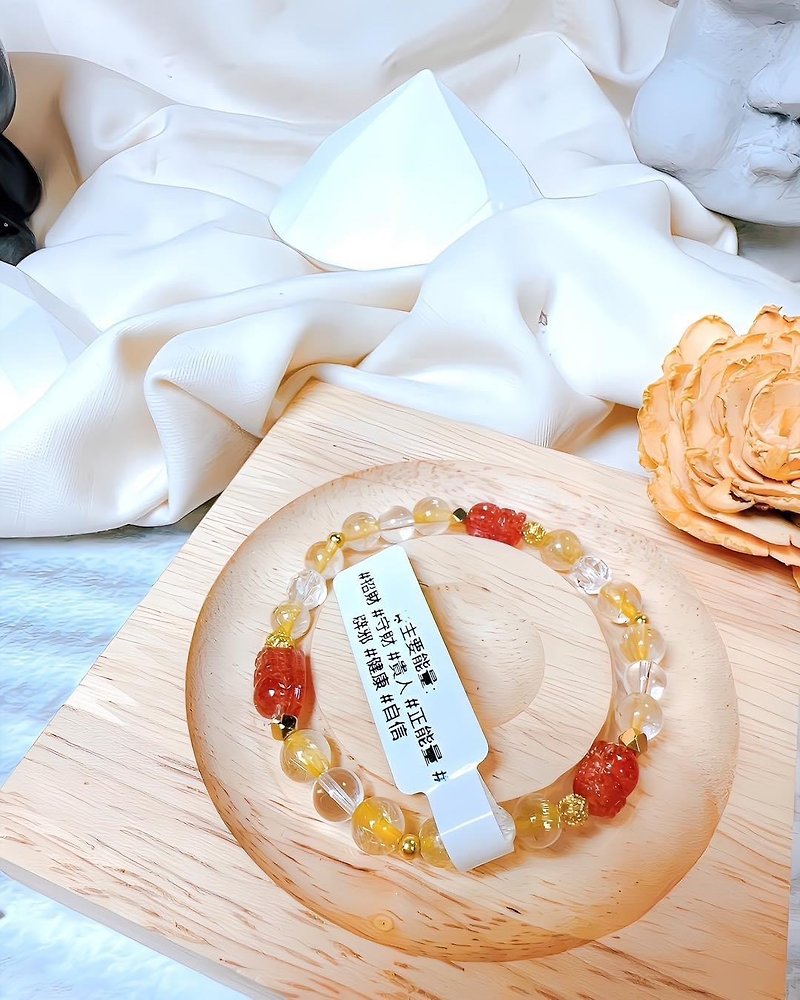 Powerful Triple Pixiu Bracelet Bead Chain - Bracelets - Gemstone Orange