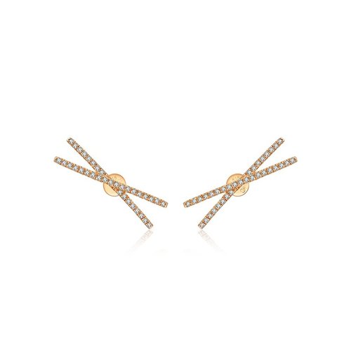 Genevieve Collection 18k交叉形鑽石耳環