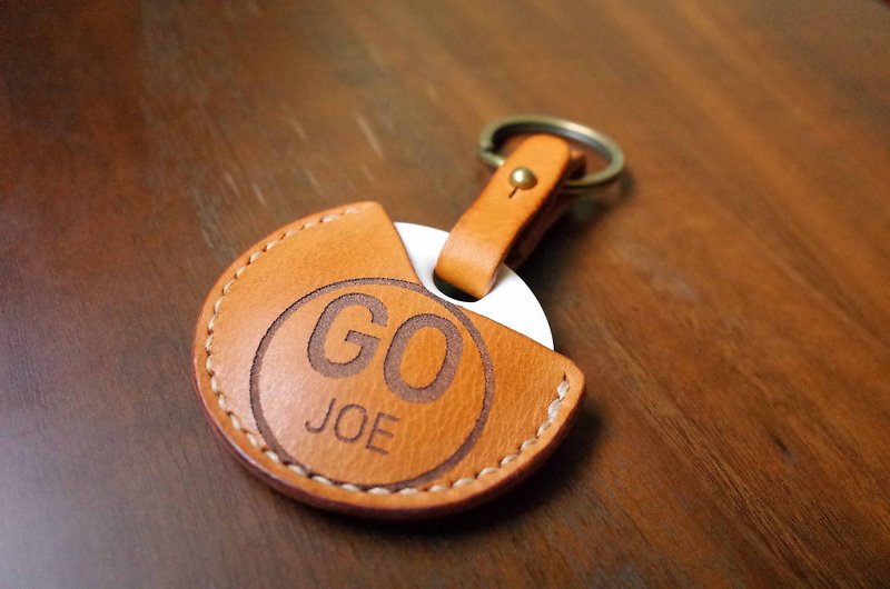GOGORO機車鑰匙皮套－標準款－淺咖啡色 - 鑰匙圈/鑰匙包 - 真皮 橘色