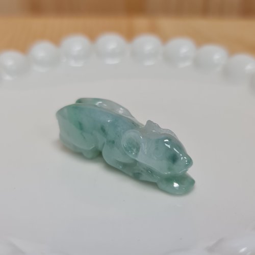 緣圓翡翠 老種晴底綠飄花錢鼠 | 天然緬甸玉A貨翡翠