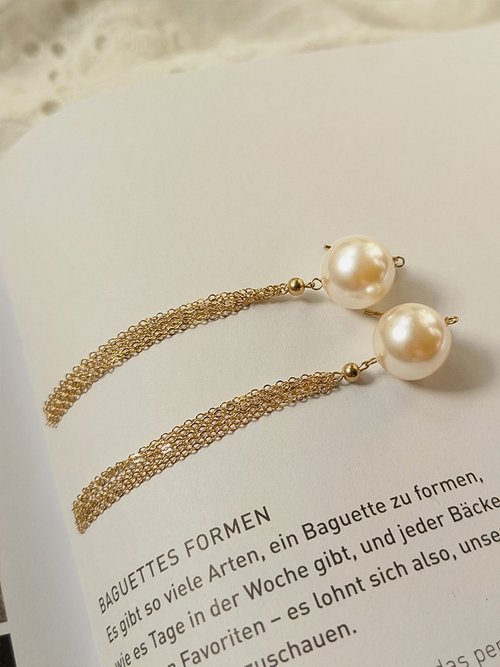 Bloom Jewellery手工輕珠寶 美國14k注金(14KGF) 施華洛世奇水晶珍珠流蘇耳環│水洗不褪色