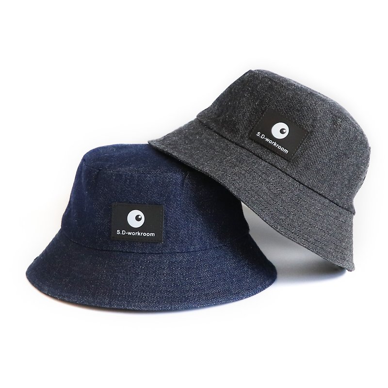 denim plain fisherman hat - Hats & Caps - Cotton & Hemp Black