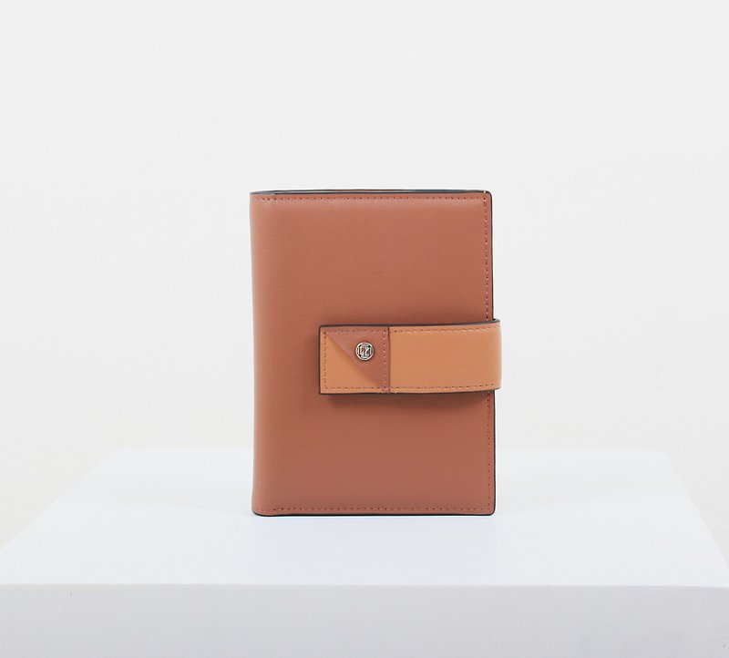 Two-Tone Flap Wallet | Caramel x Tan - Wallets - Faux Leather Brown