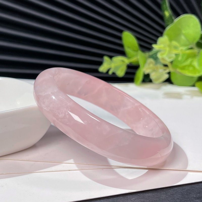 馬達加斯加粉晶手鐲53MM 玫瑰水晶冰底透感石英女手環 增強魅力 - 手鍊/手環 - 水晶 粉紅色