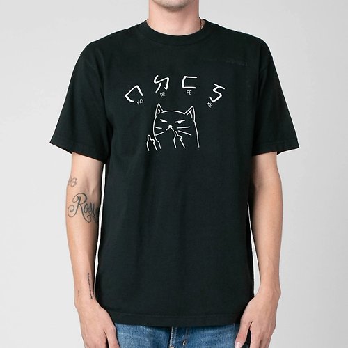 hipster MoDeFeKe Cat 短袖T恤 黑色 貓咪ㄇㄉㄈㄎ注音貓之日禮物文青
