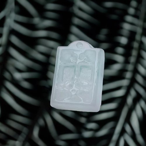 瓔珞珠寶盒 E.L.Jewelry Box 【願‧平安】冰種飄綠花翡翠平安牌吊飾 |天然緬甸玉翡翠A貨|送禮