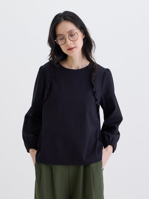 許許兒 XUXUWEAR 花背心長袖上衣-藏青