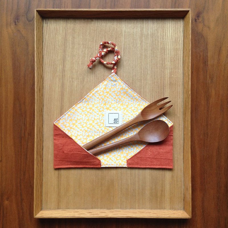 "Everyday" hand scrim cutlery sets | orange-white floral ephedra - อื่นๆ - ผ้าฝ้าย/ผ้าลินิน สีส้ม