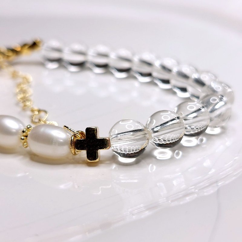 Devotion and Healing Bracelet| White Crystal| Freshwater Pearl| - สร้อยข้อมือ - ไข่มุก 