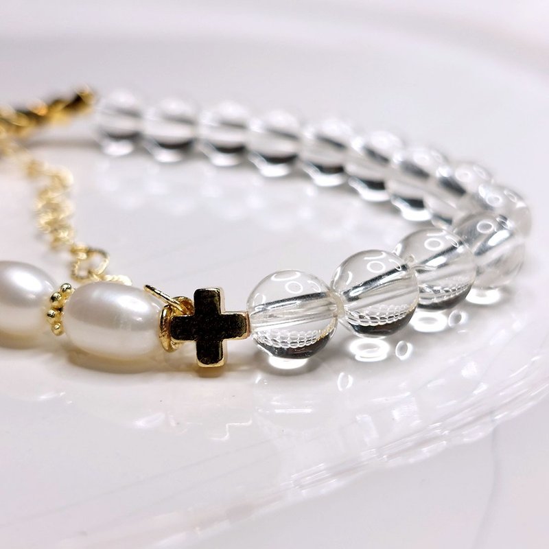 Devotion and Healing Bracelet| White Crystal| Freshwater Pearl| - Bracelets - Pearl 